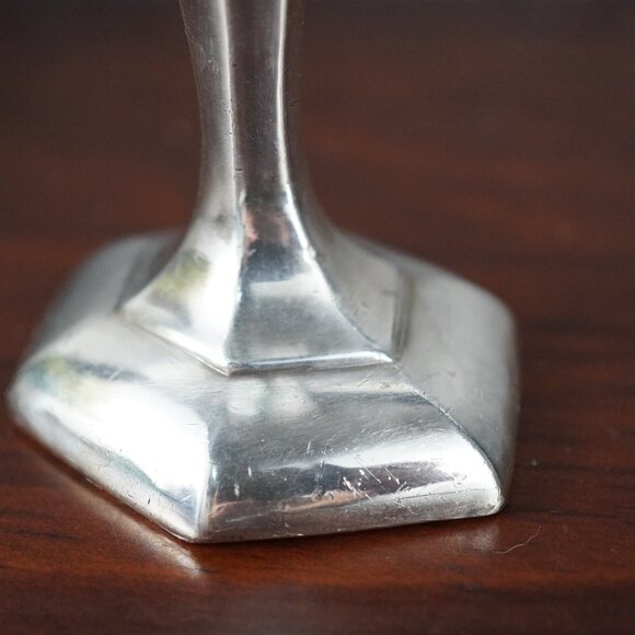 Pair of Vintage Silver Tone Art Deco Candle Holders 1930's Candle Stick Holders - Picture 10 of 16